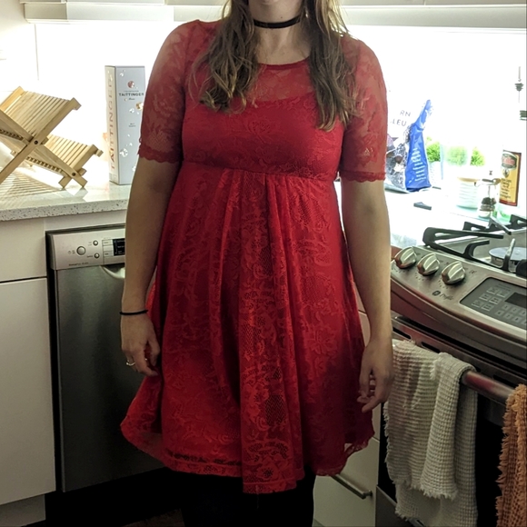 Red Lace Dress - Picture 2 of 3